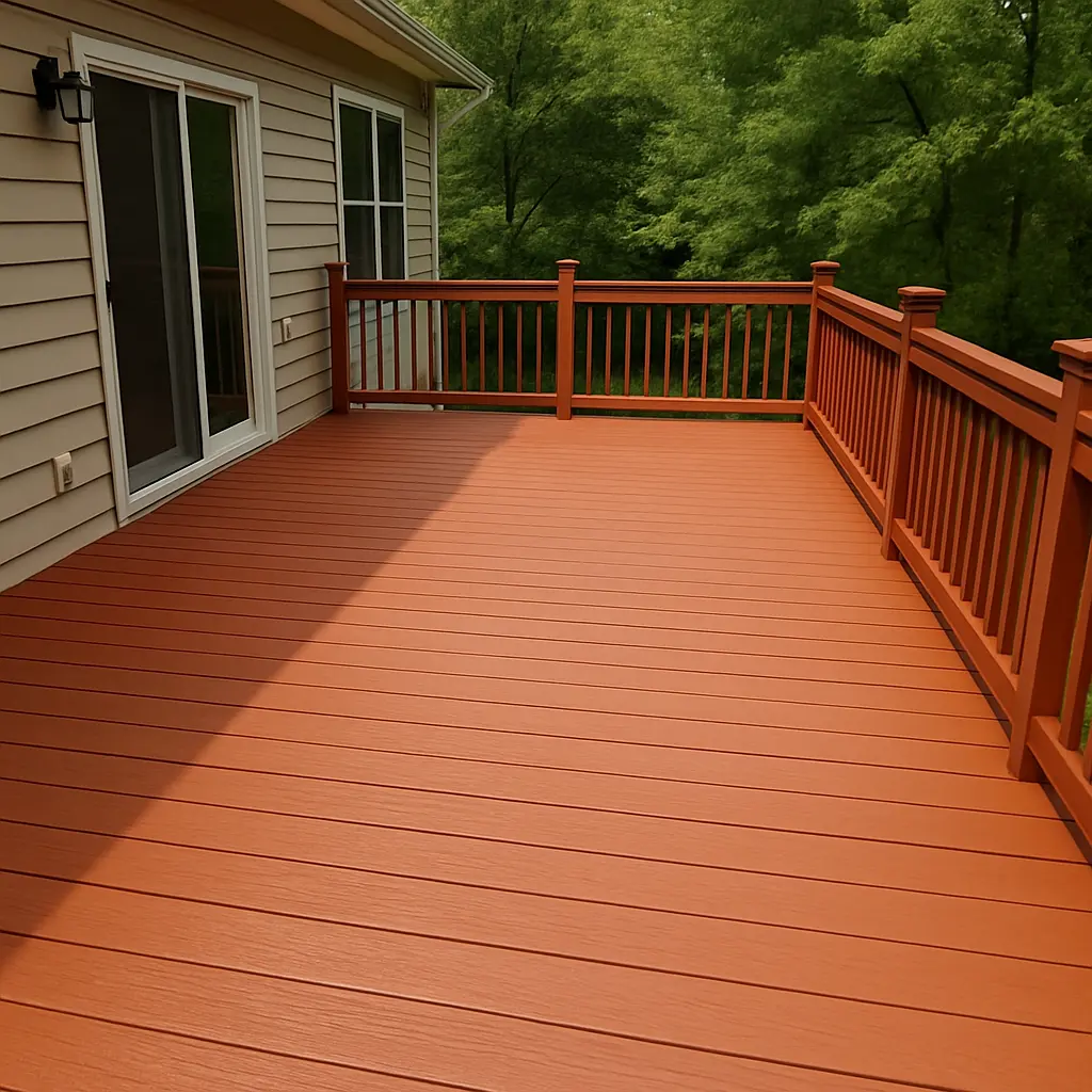 Deck and fence before and after staining