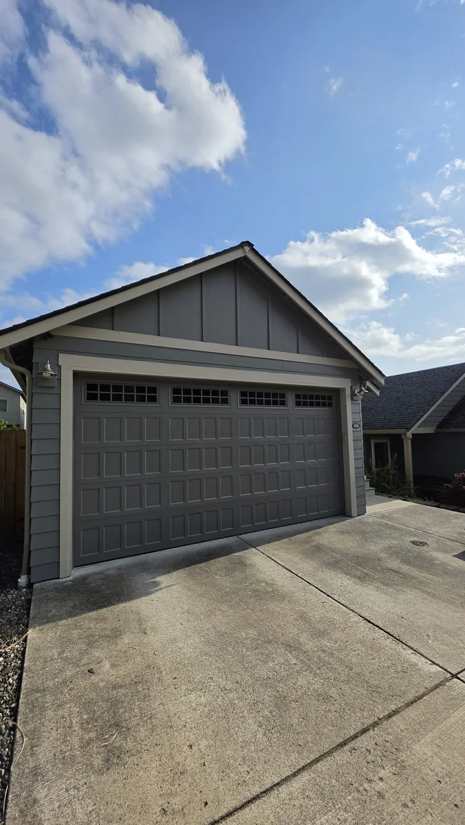 Garage-facing exterior painting detail
