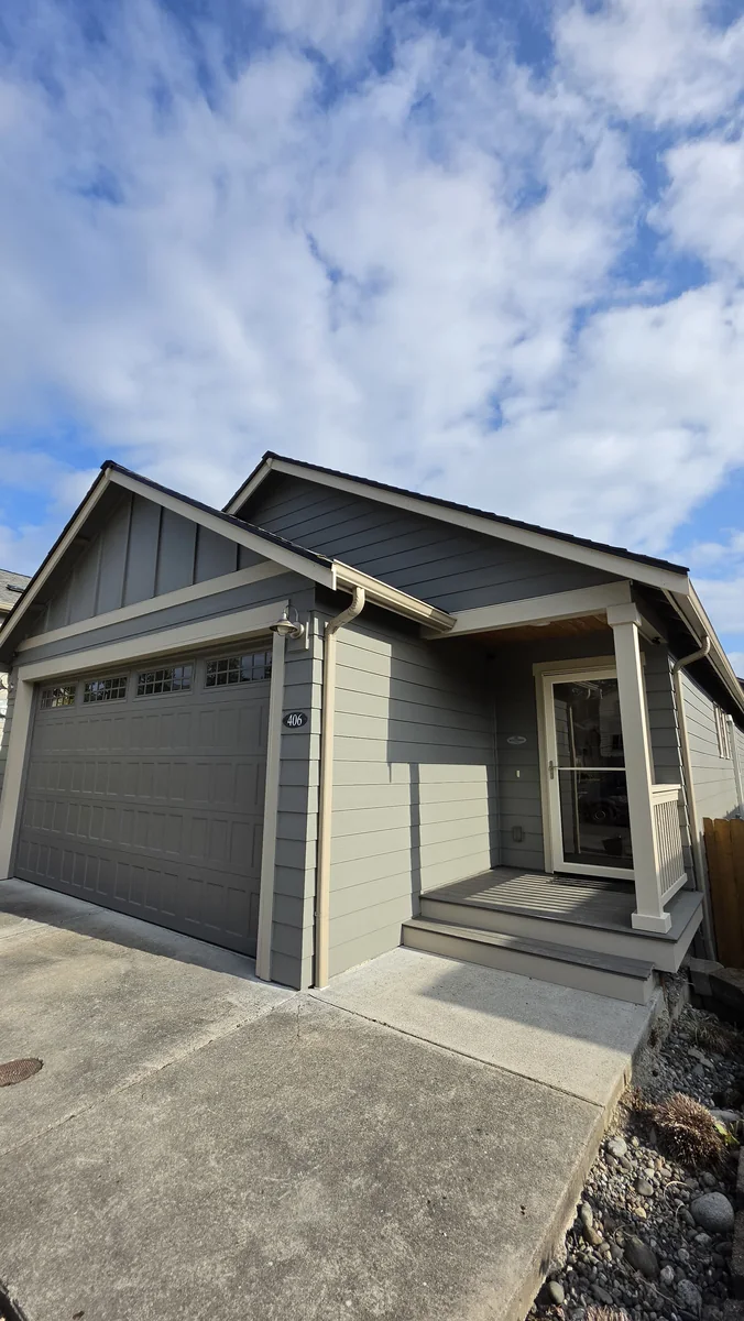 Exterior garage and trim finish detail
