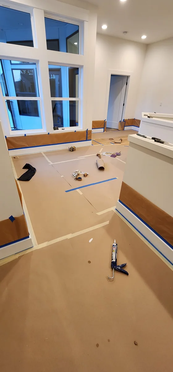 Interior floor and trim protection before painting