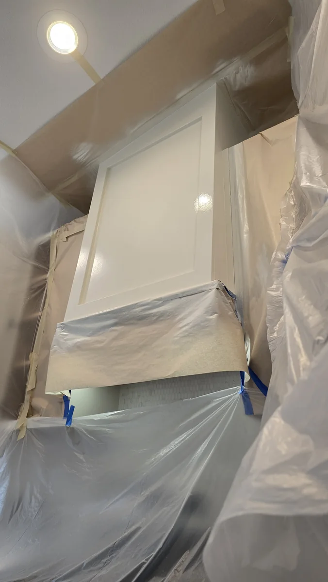 Protected cabinets and interior surfaces during prep